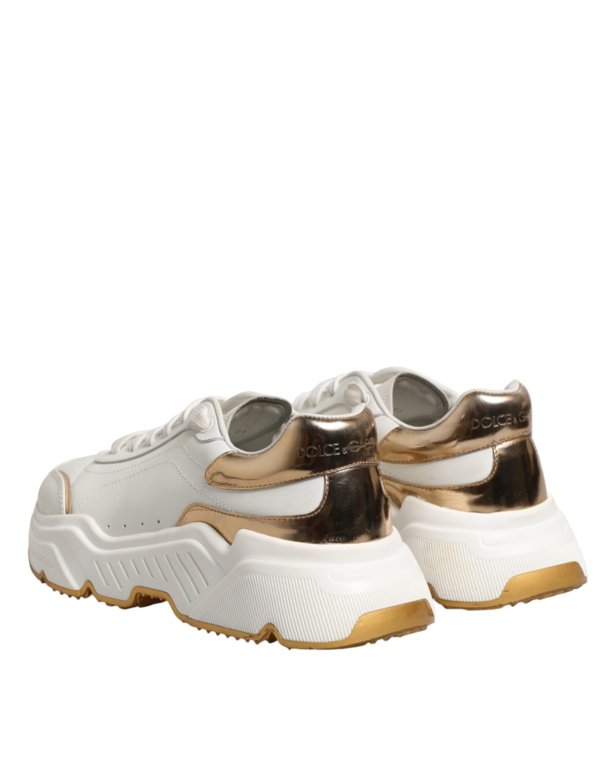 Dolce & Gabbana Λευκά Χρυσά Παπούτσια Daymaster Low Top Sneakers