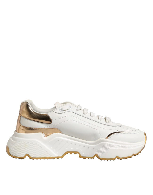 Dolce & Gabbana Λευκά Χρυσά Παπούτσια Daymaster Low Top Sneakers