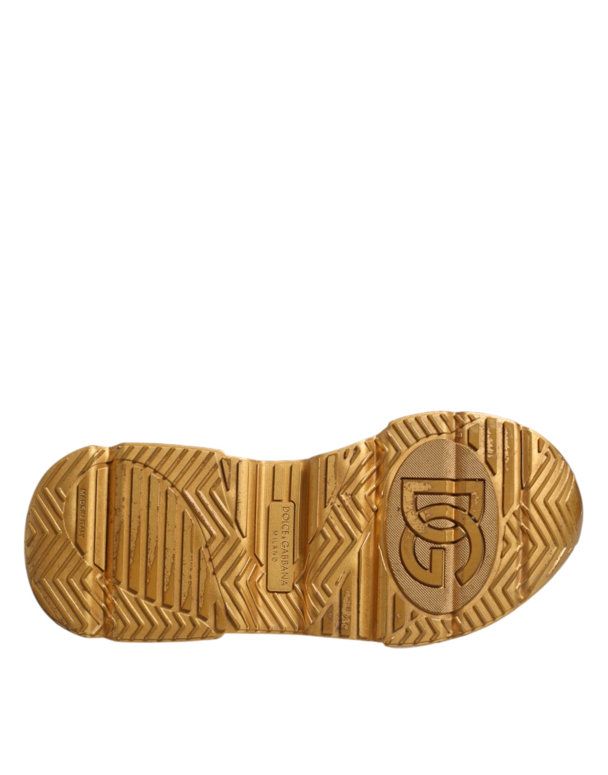Dolce & Gabbana Λευκά Χρυσά Παπούτσια Daymaster Low Top Sneakers
