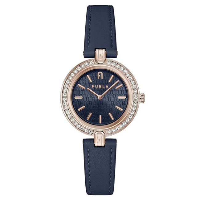 Γυναικείο Ρολόι Furla με Μπλε Δερμάτινο Λουράκι