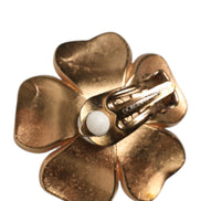 Dolce & Gabbana Gold Tone Maxi Faux Pearl Floral Clip-on Jewelry Earrings