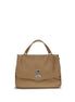 Zanellato Brown Calf Leather Bos Taurus Shoulder Bag