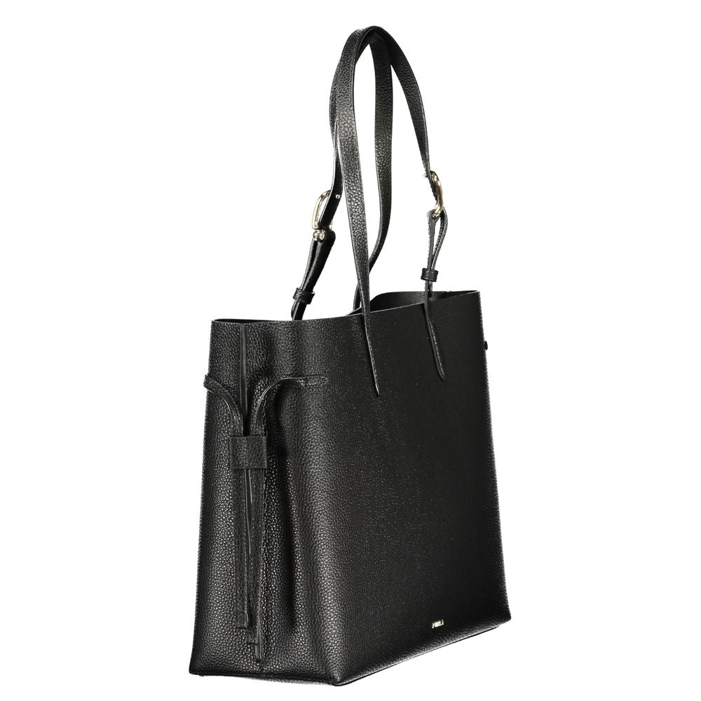 Γυναικεία τσάντα χειρός Furla από μαύρο δέρμα